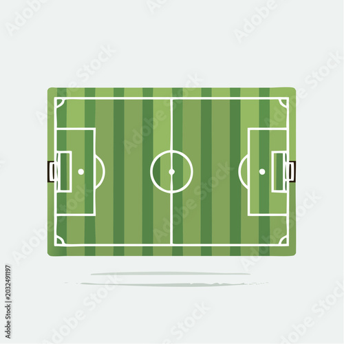 Top View of a Green Soccer Field with White Lines