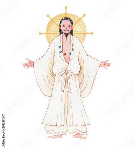 Konstfotografi 日本の神　日本神話　高御産巣日神 タカミムスビ　水彩 イラスト