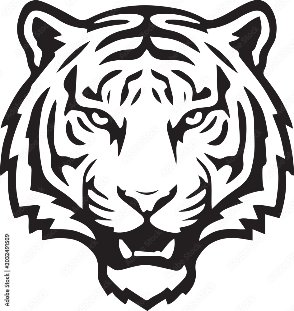 Obraz premium Tiger Front Face Mascot Design