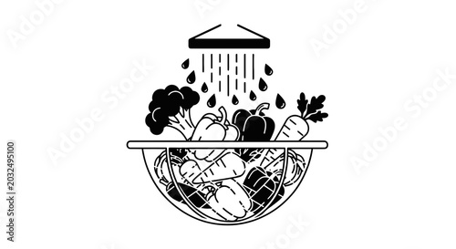 Tableau sur toile Vegetables in a bowl with shower.