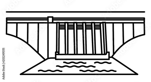 Bridge Structure Over Waterway Illustration.