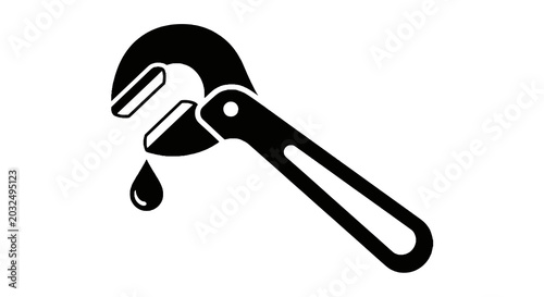 Wrench with a single water drop.