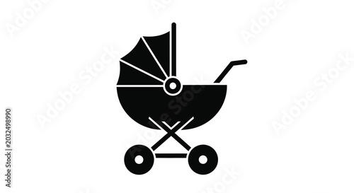 Foto Baby carriage silhouette on transparent background high quality