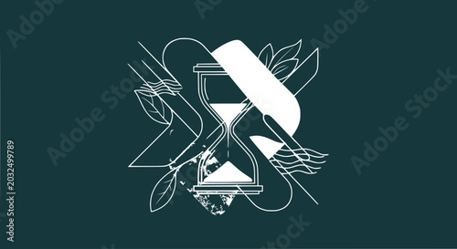 Tableau sur toile Hourglass with leafy decorative elements.