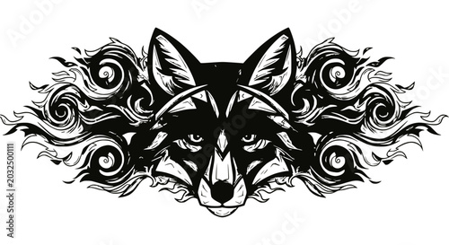 Photos Detailed illustration of a wolf head 1.