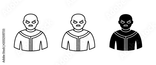 Fotografía Criminal Icon Set, Bandit Silhouette, Masked Person Vector