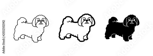 Obraz na płótnie Pekingese Dog Icons, Outline and Silhouette, Vector Art