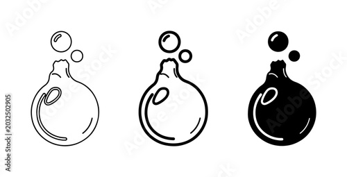 Schilderij op canvas Bubbling Potion Icons, Chemical Flask Vector Set, Science Experiment Graphics