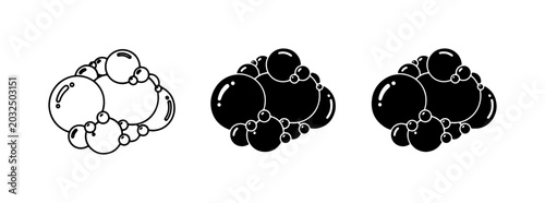 Canvastavla Bubbles Icon Set, Soap Foam Vector Graphics, Cleaning Elements