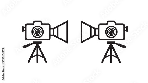 Canvas Print Camera tripod speaker media icon with film projector style for video production