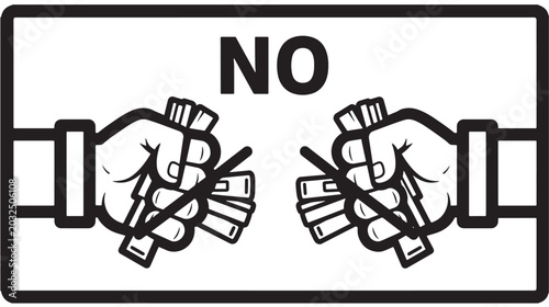 Quadro su tela Hands holding banned objects sign with no symbol featuring no, prohibition, warn