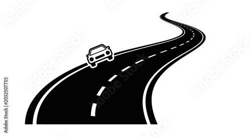 Foto Car driving on a winding road.