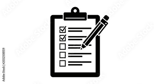 Clipboard with Checklist and Pencil.