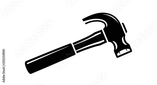 Φωτογραφία Black hammer with handle and head.