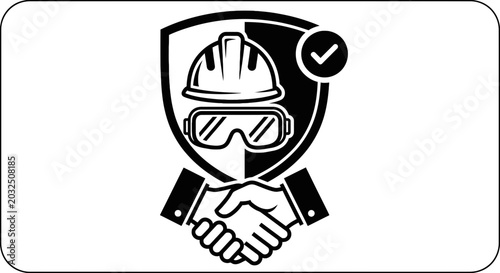 Construction worker handshake safety agreement.