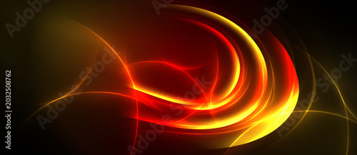 Fotografie Abstract swirls, vibrant reds, oranges glow against dark background