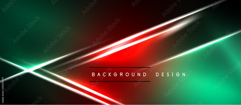 Obraz premium Abstract background features vibrant red, green gradients. White lines create dynamic diagonal patterns, modern aesthetic. Dark areas frame design.