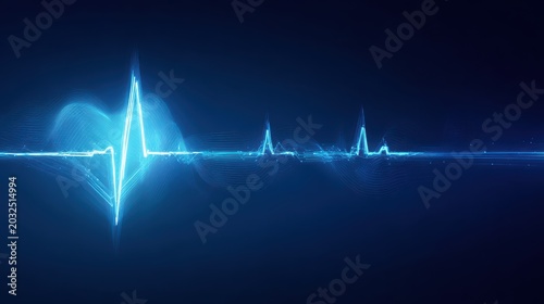 Abstract glowing heartbeat ekg pulse medical technology concept visualization background illustration