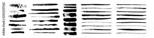 Set of Brush strokes text boxes, Paintbrush Grunge design elements, Hand drawn Grunge texture, Horizontal, Lines, vector illustrator