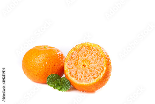 Schilderij op canvas Fresh Sihui Tangerines from Guangxi China - Small Sweet Citrus Fruit with Mint L