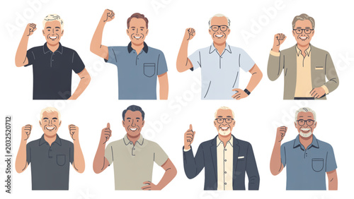 Group of people giving thumbs up and celebrating with positive gestures Vector