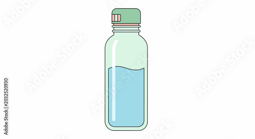 Reusable water bottle with fresh blue liquid inside