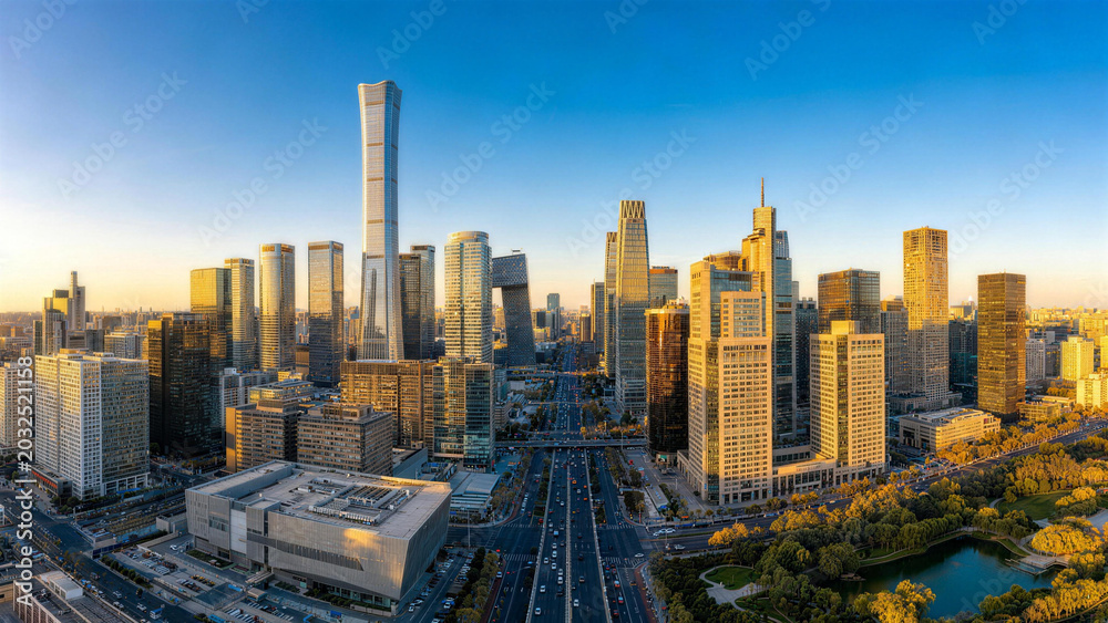 Obraz premium City skyline at sunset