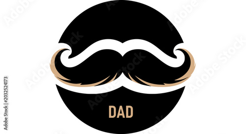 Schilderij op canvas Black circle with mustache and dad.