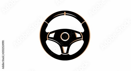 Tableau sur toile Steering Wheel Closeup Black Leather.