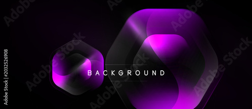 Konstfotografi Dark abstract background features overlapping hexagonal shapes