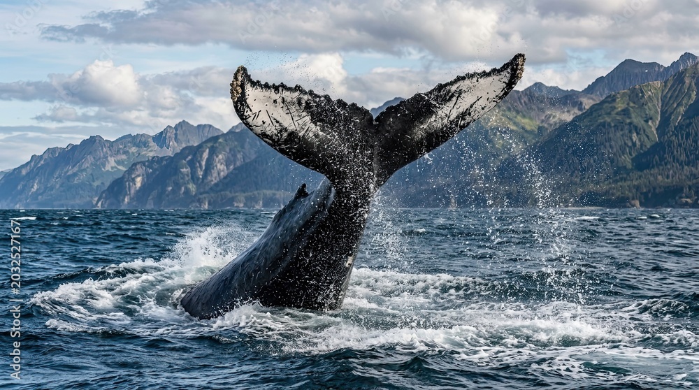 Naklejka premium humpback whale jumping