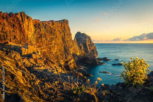 Early morning scenery on the Sao Lourenco peninsula at sunrise