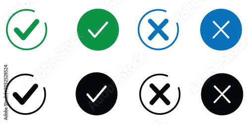 Bild auf Leinwand check mark icon button set