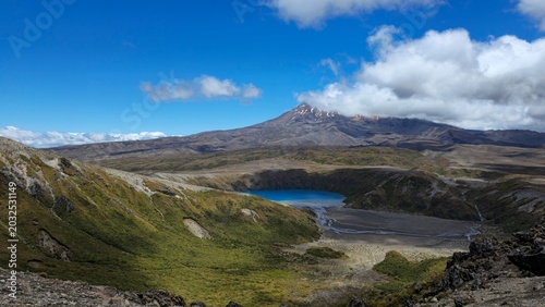 Foto Tama Lakes volcanic crater lake in Tongariro National Park, New Zealand