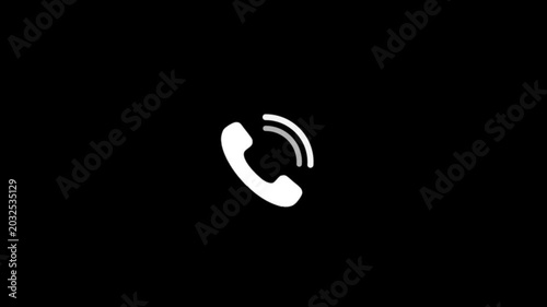 Smart phone call ring icon animation with isolated black background.