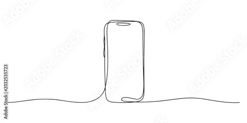 Tableau sur toile Mobile phone in one line art style