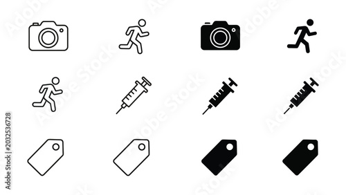 Obraz na plátně Collection of icons depicting activities, medical, and tagging concepts
