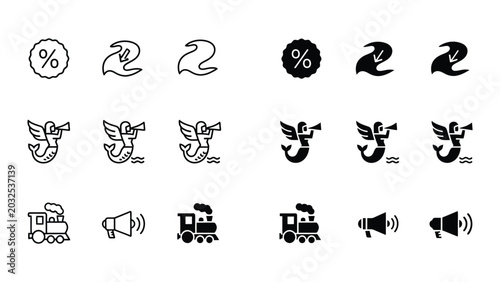 Bild auf Leinwand Vintage stylized icons of symbols, mythical creatures, and transportation elemen