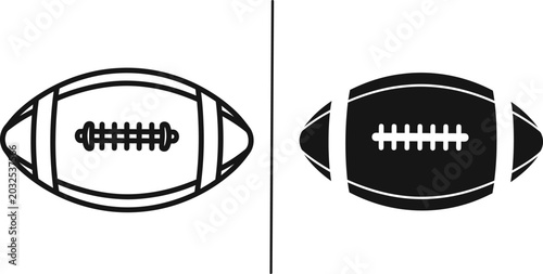 Foto American footballs outline and silhouette with american football end zone footba
