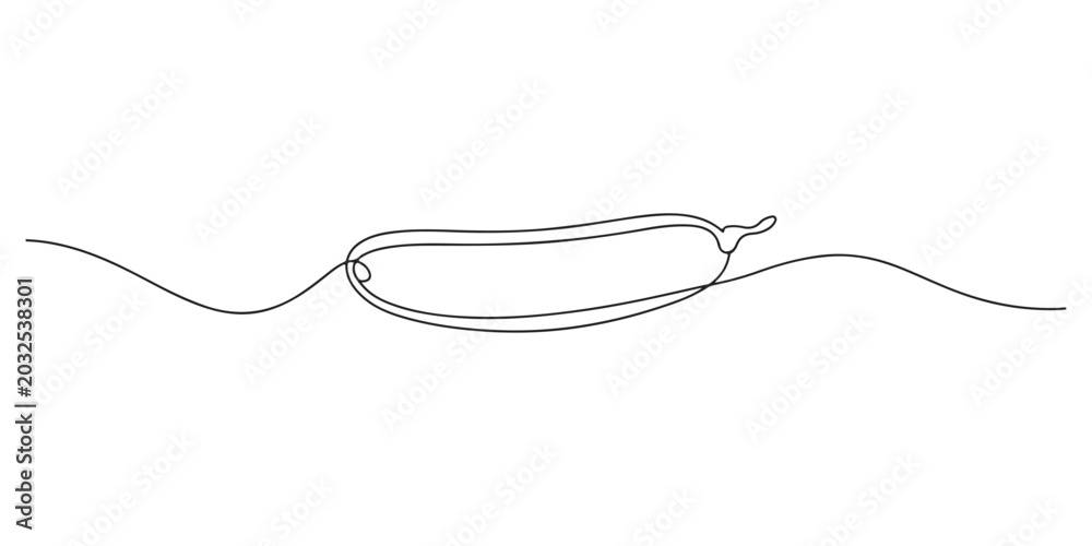 Obraz premium Cucumber continuous one line drawing, Continuous line drawing sliced cucumber pickles fresh food vegetable icon vector illustration concept, Continuous line drawing of sliced cucumber pickles. One