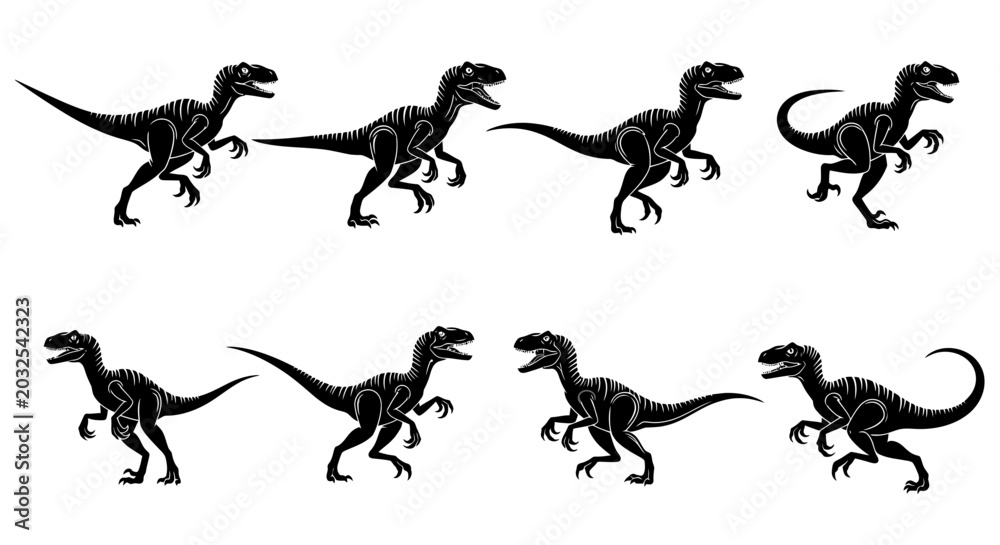 Naklejka premium Dinosaur Silhouette Animation Sequence