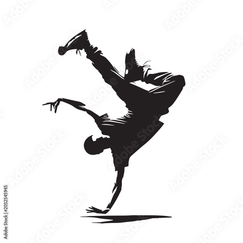 Foto Black Breakdancer Silhouette Vector, High Quality Illustration on White Backgrou