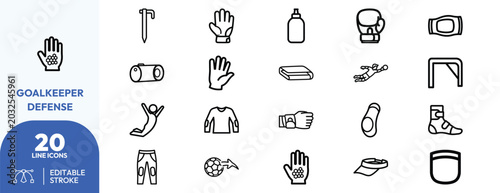 Tableau sur toile Goalkeeper Defense icon set