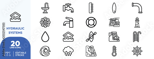 Tableau sur toile Hydraulic Systems icon set