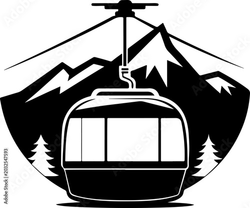 Cable car silhouette silhouette vector illustration