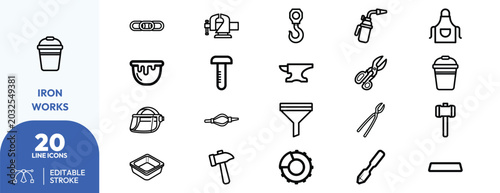 Tableau sur toile Iron Works icon set
