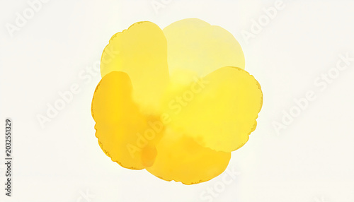 Watercolor yellow abstract flower shape

