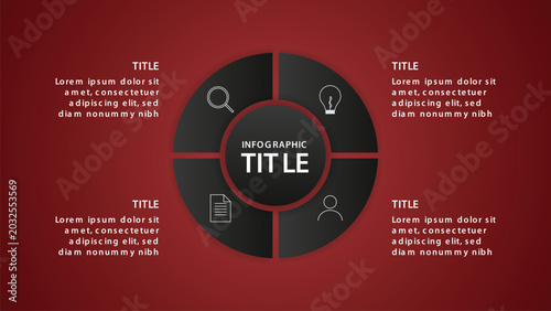 Tableau sur toile Vector Dark Mode Infographic Set for Financial Data Visualization and Technology Brochure, Clean Text Layout with Editable Steps