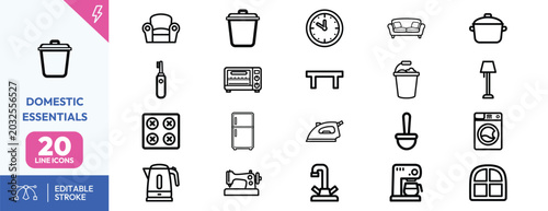 Bild auf Leinwand Domestic Essentials icon set