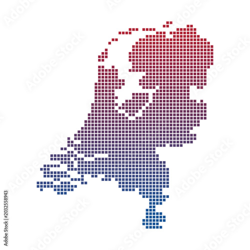 gradient pixel Netherlands map, dutch map consisting of squares